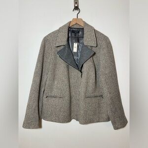 Talbots Size 22W Beige Gray Glitter Zip Up Blazer Jacket Shacked New